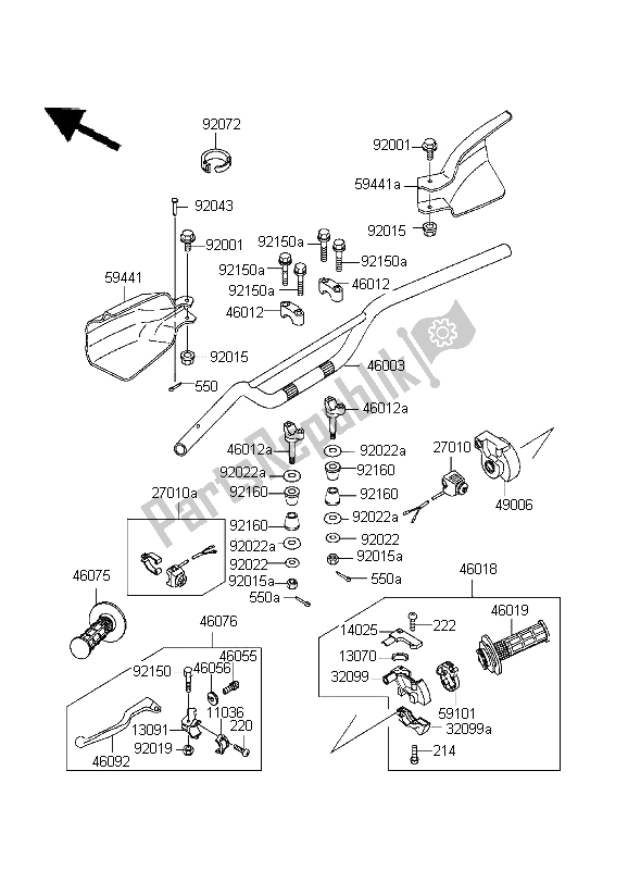 Tutte le parti per il Manubrio del Kawasaki KDX 200 1999