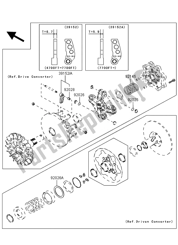 All parts for the Optional Parts (converter) of the Kawasaki KVF 360 4X4 2010