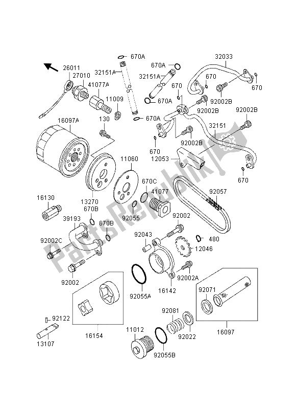 All parts for the Oil Pump of the Kawasaki VN 800 1995