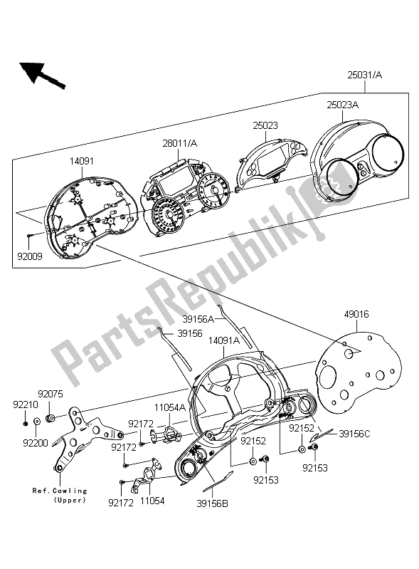 Alle onderdelen voor de Meter van de Kawasaki 1400 GTR 2008