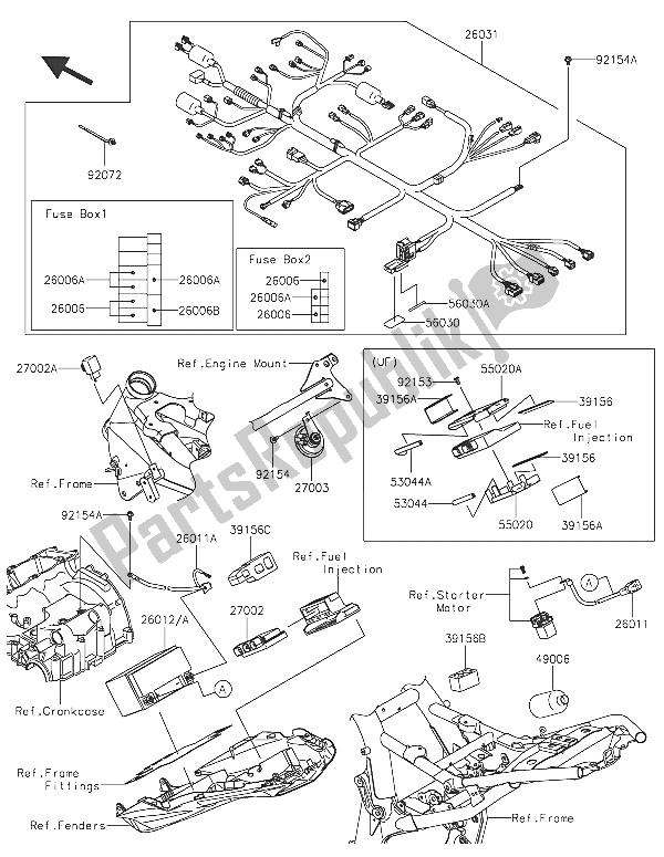 Tutte le parti per il Equipaggiamento Elettrico Del Telaio del Kawasaki Z 800 2016