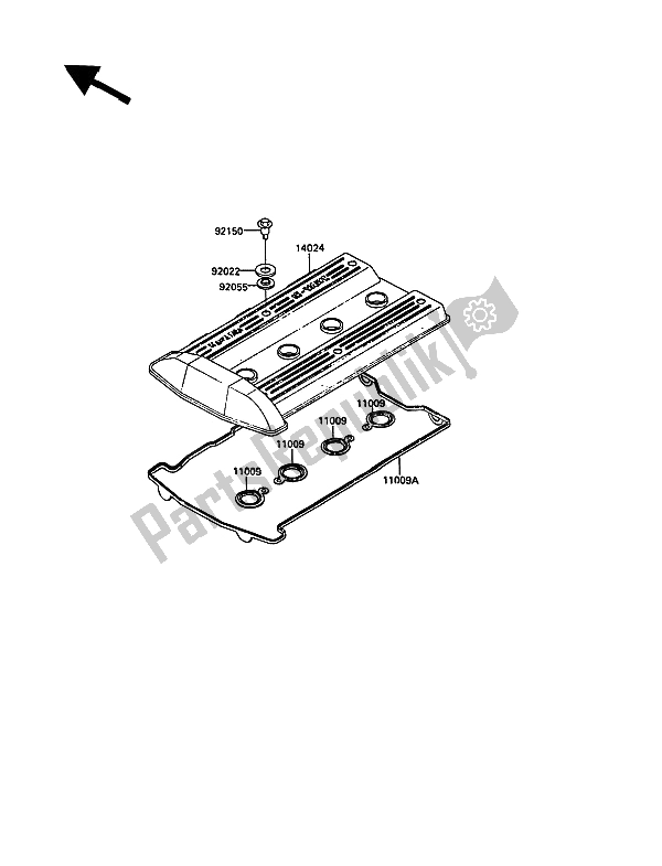 Toutes les pièces pour le Le Couvre-culasse du Kawasaki 1000 GTR 1989