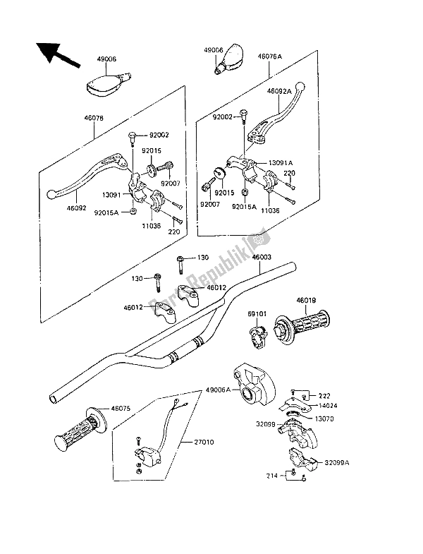 Todas las partes para Manillar de Kawasaki KX 60 1988