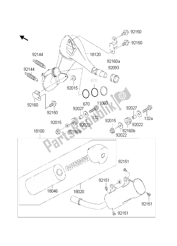 All parts for the Muffler of the Kawasaki KX 125 2002