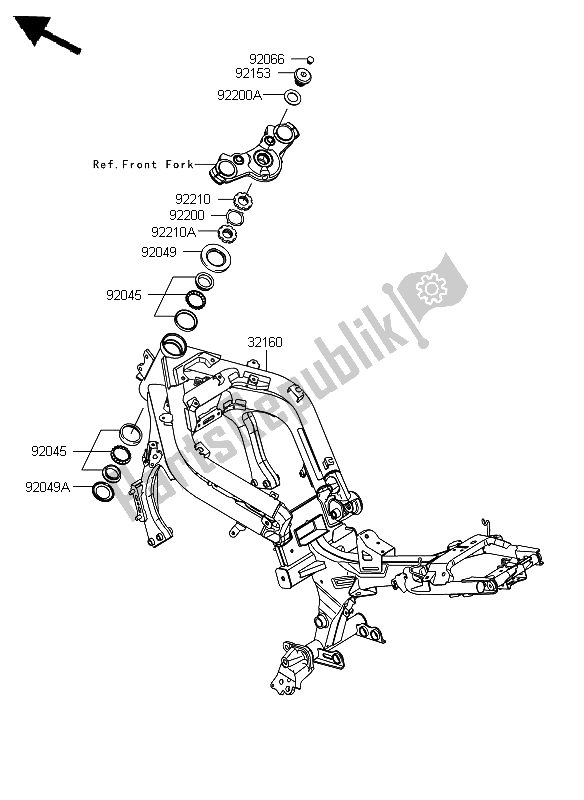 All parts for the Frame of the Kawasaki ER 6F ABS 650 2012