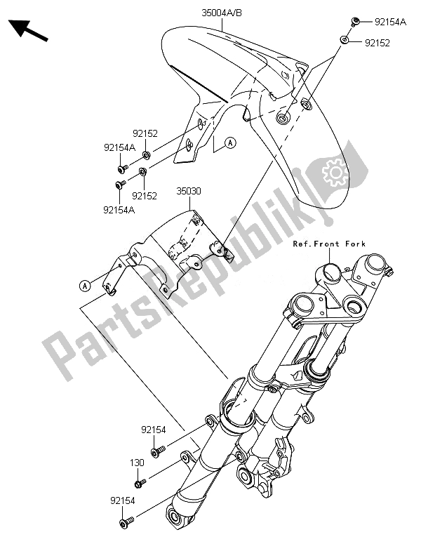 Tutte le parti per il Parafango Anteriore del Kawasaki Ninja 300 2014