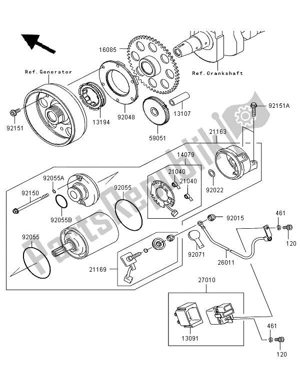 Tutte le parti per il Motorino Di Avviamento del Kawasaki Z 750 ABS 2011