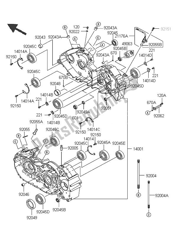 Tutte le parti per il Carter del Kawasaki VN 2000 2005