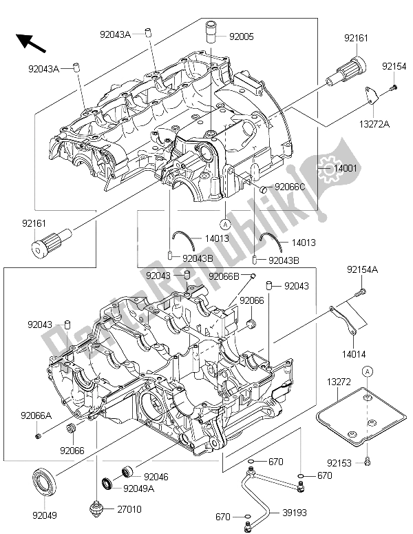 Todas las partes para Caja Del Cigüeñal de Kawasaki Z 1000 ABS 2015