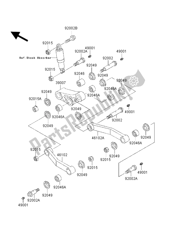 Tutte le parti per il Sospensione del Kawasaki 1000 GTR 1996