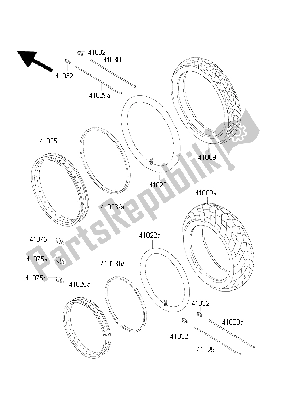 Tutte le parti per il Pneumatici del Kawasaki EN 500 2001