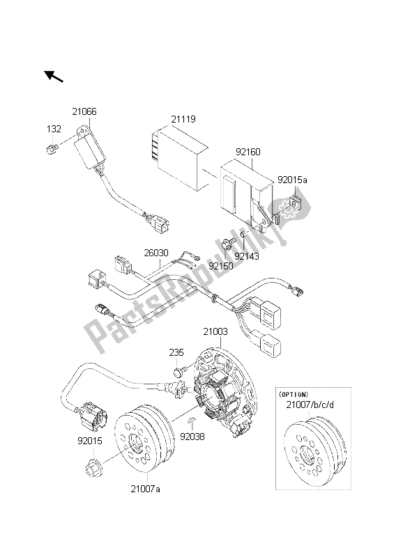 All parts for the Generator of the Kawasaki KX 250 2002