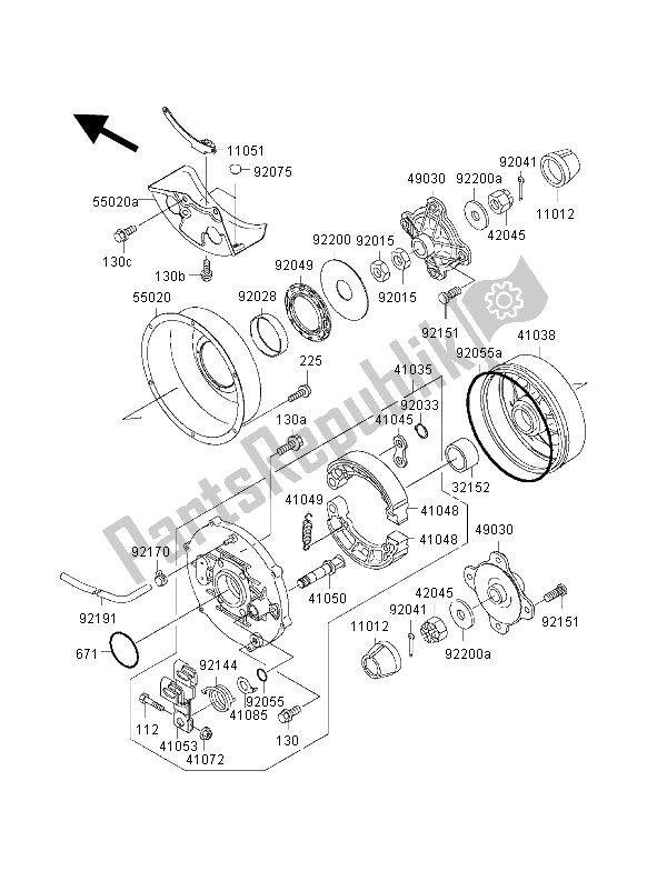 All parts for the Rear Hub of the Kawasaki KVF 400 4X4 2002