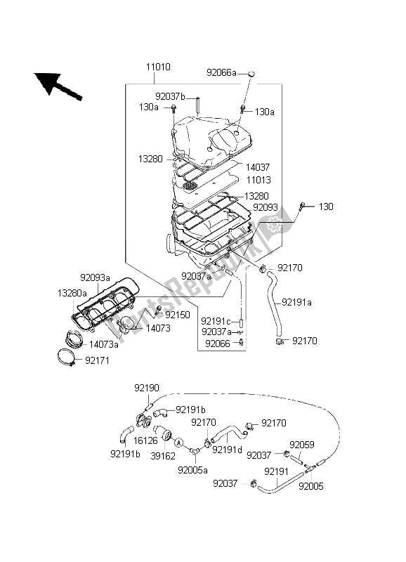 Toutes les pièces pour le Purificateur D'air du Kawasaki Ninja ZX 9R 900 2001