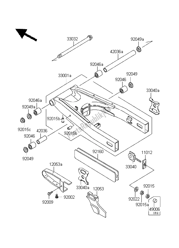 Toutes les pièces pour le Bras Oscillant du Kawasaki KLE 500 1996