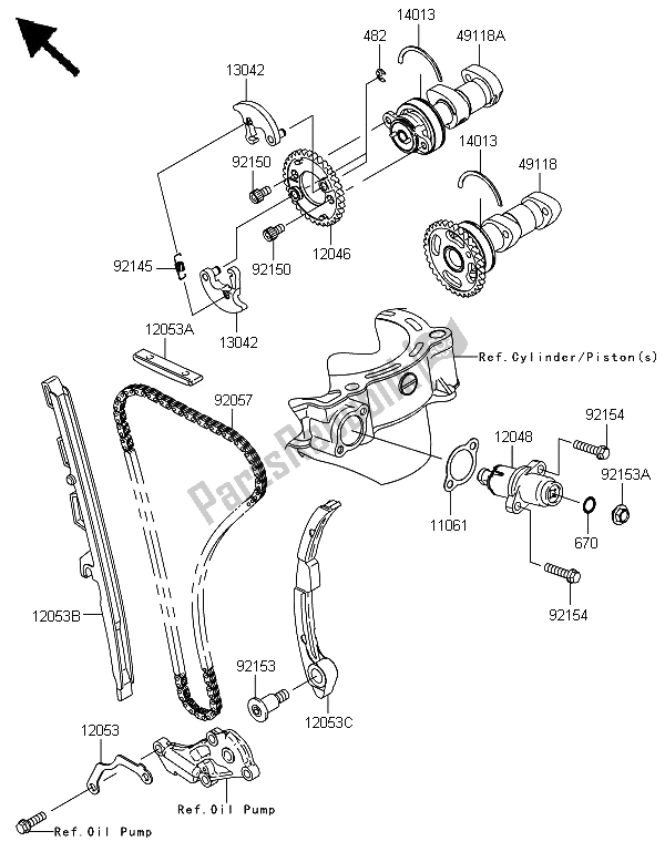 All parts for the Camshaft & Tensioner of the Kawasaki KLX 450 2013
