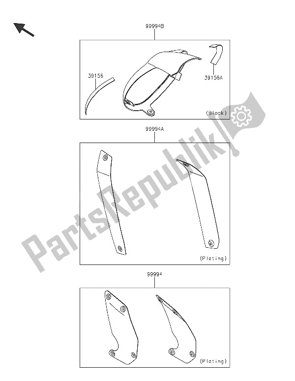 Todas las partes para Accesorio (cubierta Exterior) de Kawasaki Vulcan S ABS 650 2016