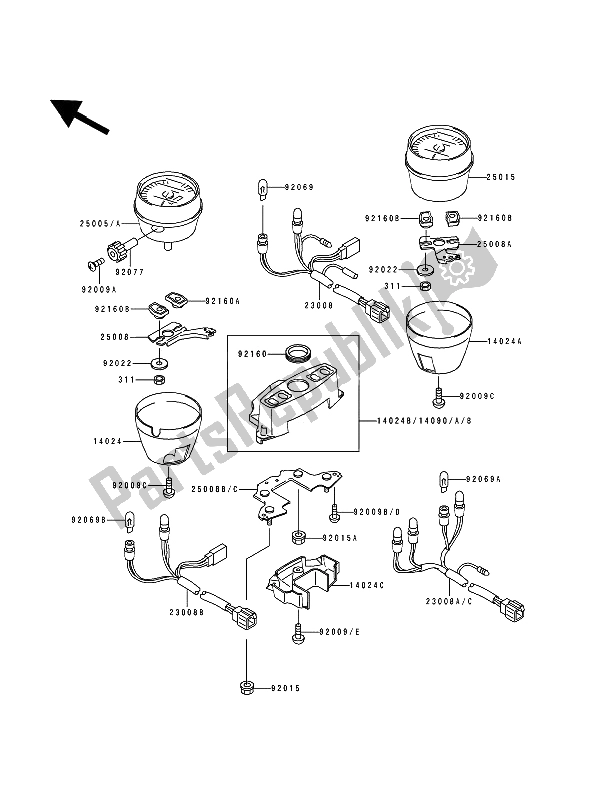 All parts for the Meter(s) of the Kawasaki Zephyr 550 1994