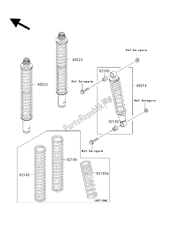 Tutte le parti per il Ammortizzatore del Kawasaki KVF 400 4X4 2000