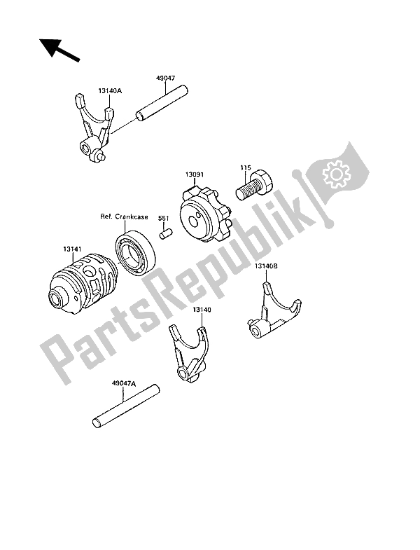 Todas las partes para Tambor De Cambio De Marcha Y Horquilla (s) De Cambio de Kawasaki KX 125 1988