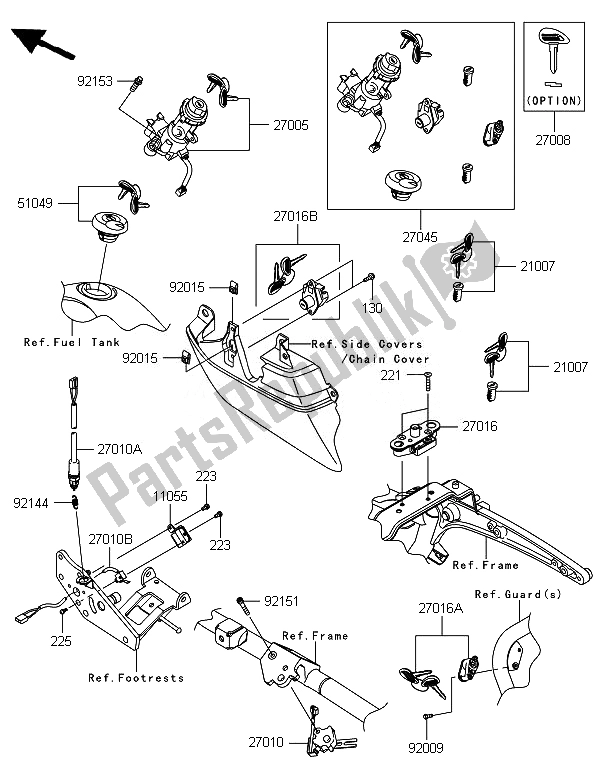 Toutes les pièces pour le Interrupteur D'allumage du Kawasaki VN 1700 Classic Tourer ABS 2014