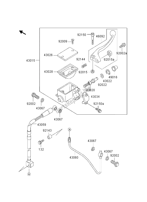 All parts for the Front Master Cylinder of the Kawasaki KLX 300R 1997