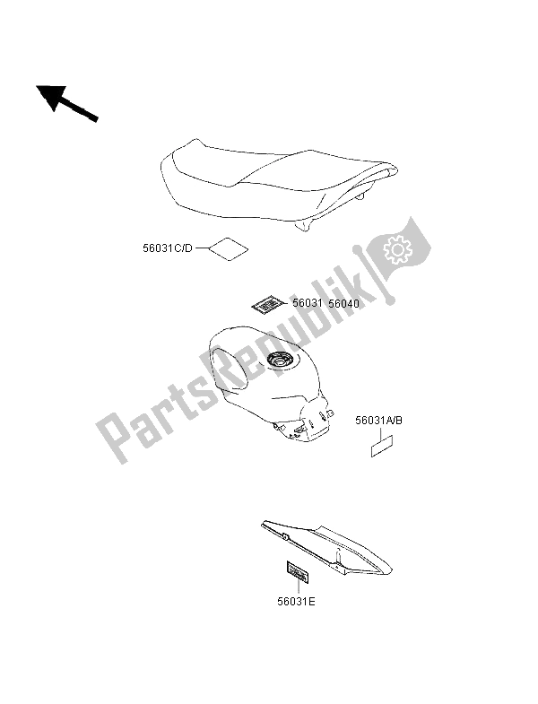 All parts for the Labels of the Kawasaki ZZ R 600 1997