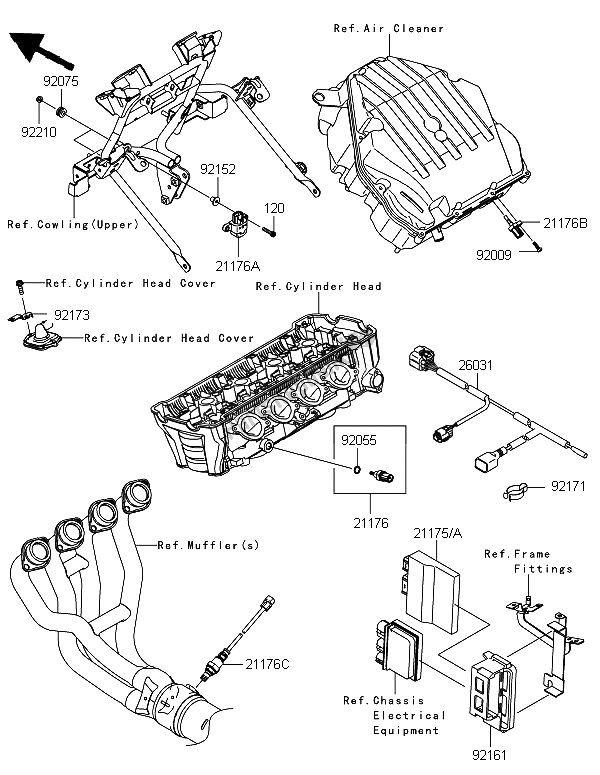 All parts for the Fuel Injection of the Kawasaki Versys 1000 2012