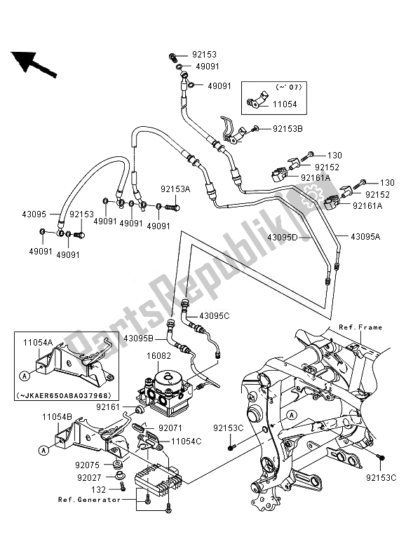 All parts for the Brake Piping of the Kawasaki ER 6N ABS 650 2007