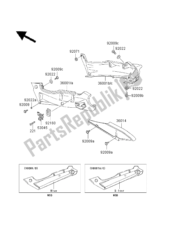 Todas las partes para Cubiertas Laterales Y Cubierta De Cadena de Kawasaki ZZR 600 2003