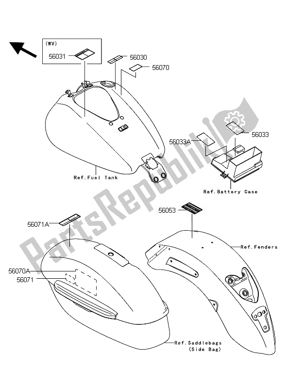 All parts for the Labels of the Kawasaki VN 1700 Classic Tourer ABS 2011