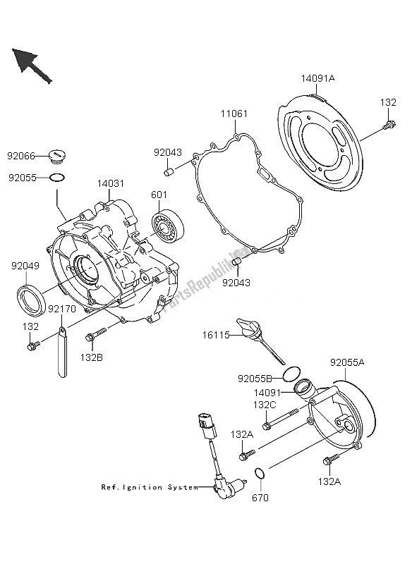 All parts for the Engine Cover of the Kawasaki KVF 360 4X4 2005