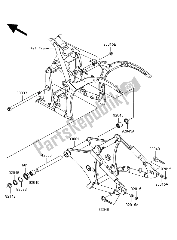 All parts for the Swingarm of the Kawasaki VN 900 Classic 2006