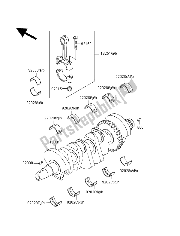 Todas as partes de Virabrequim do Kawasaki ZXR 400 1999