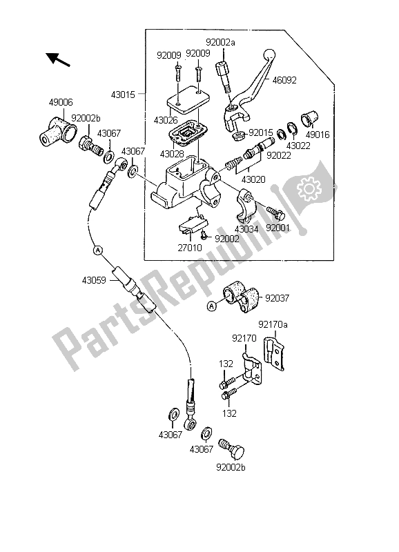 Tutte le parti per il Pompa Freno Anteriore del Kawasaki KMX 125 1998