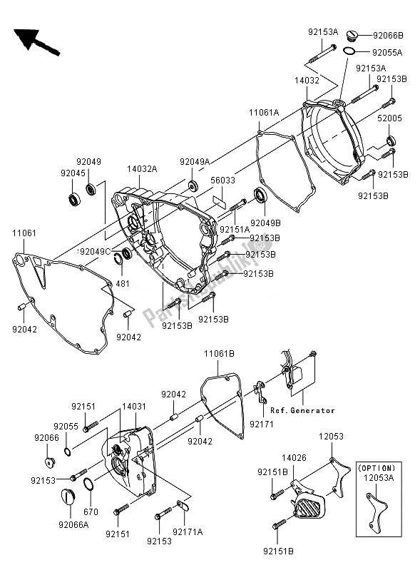 Toutes les pièces pour le Couvert De Moteur du Kawasaki KX 250F 2007