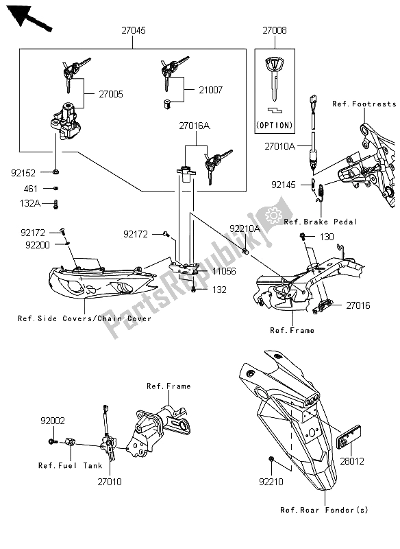 All parts for the Ignition Switch of the Kawasaki ER 6F ABS 650 2012