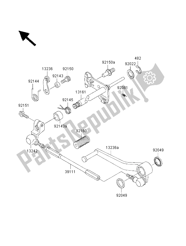 All parts for the Gear Change Mechanism of the Kawasaki Ninja ZX 9R 900 2000