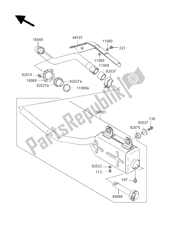 All parts for the Muffler of the Kawasaki KLF 300 2000