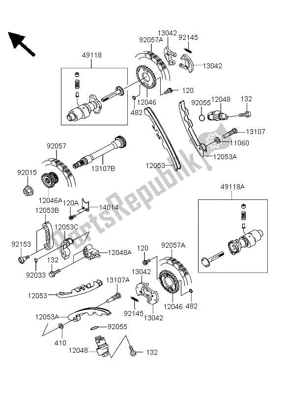 All parts for the Camshaft(s) & Tensioner of the Kawasaki KFX 700 2004