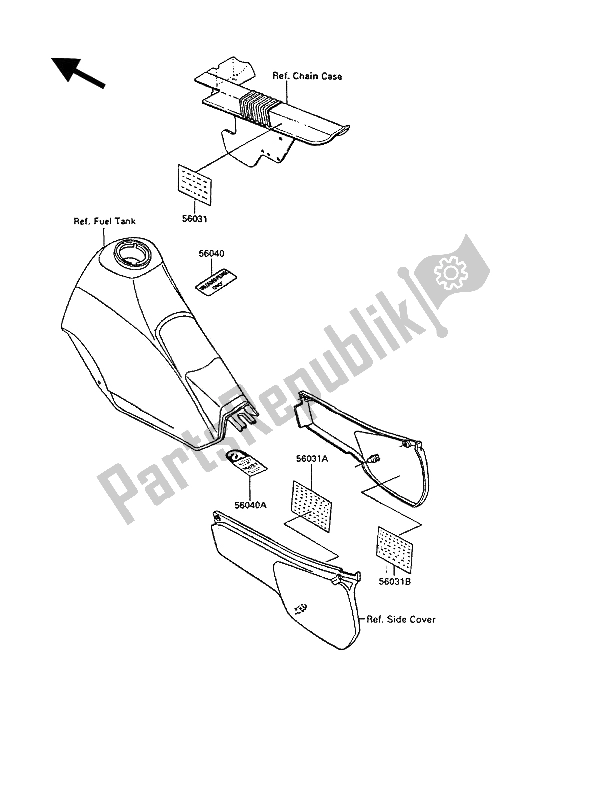 Wszystkie części do Etykieta Kawasaki KLR 250 1990