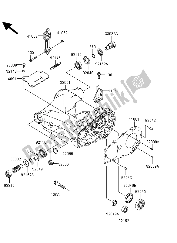 All parts for the Swingarm of the Kawasaki KVF 360 4X4 2012