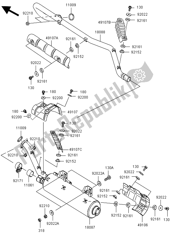 Toutes les pièces pour le Silencieux du Kawasaki KVF 650 4X4 2012