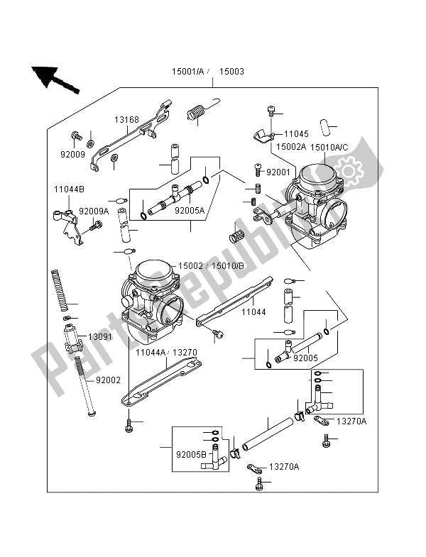 Tutte le parti per il Carburatore 1 del Kawasaki GPZ 500S 1996