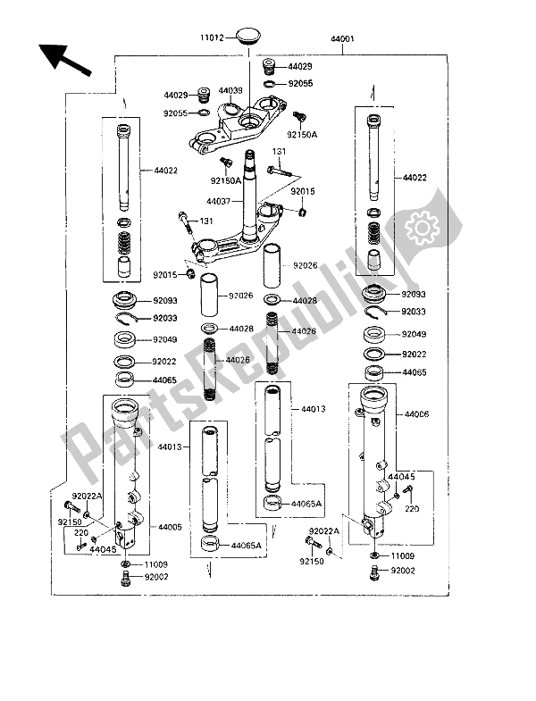 Tutte le parti per il Forcella Anteriore del Kawasaki GPZ 900R 1993