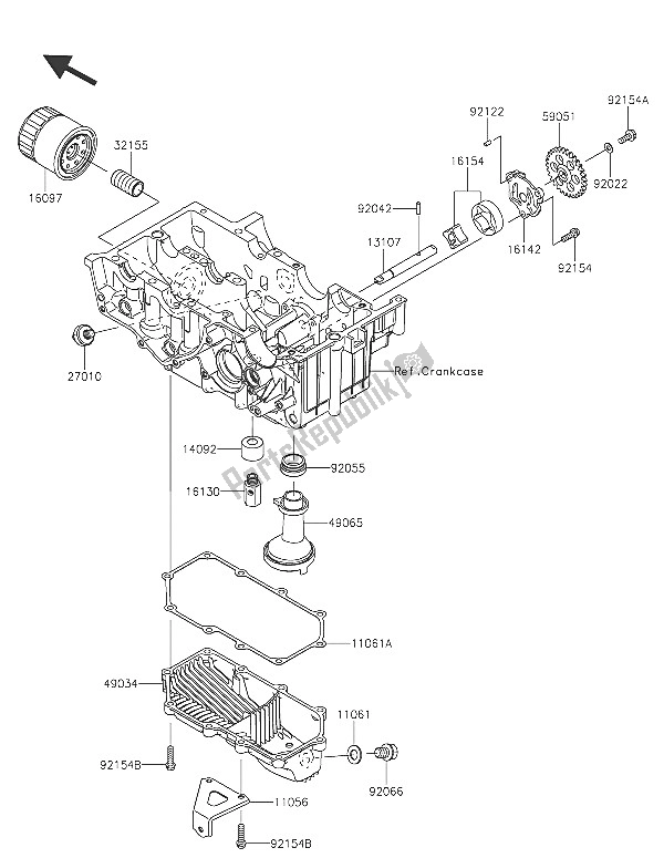 All parts for the Oil Pump of the Kawasaki Z 300 2016