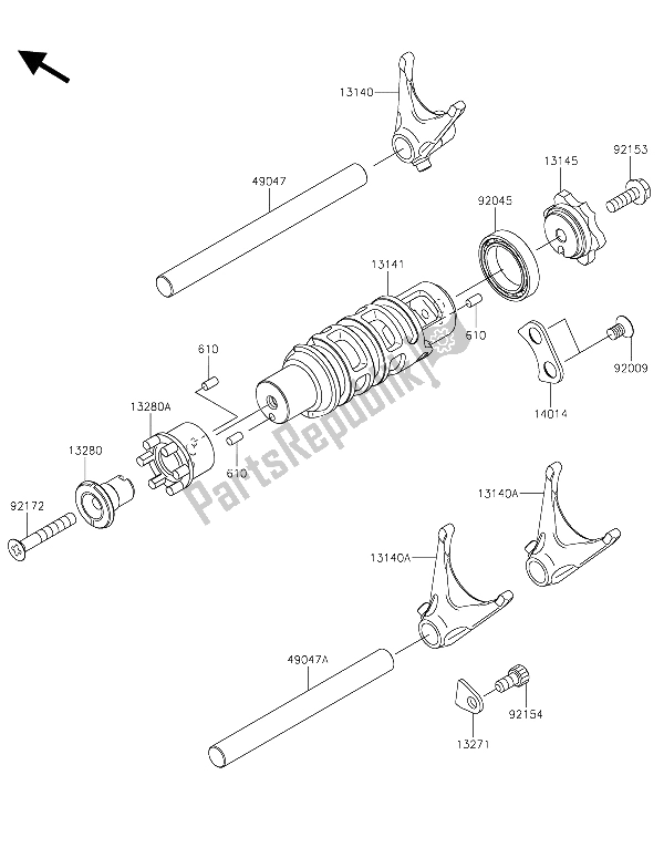 Toutes les pièces pour le Tambour De Changement De Vitesse Et Fourche (s) De Changement De Vitesse du Kawasaki Vulcan S 650 2015