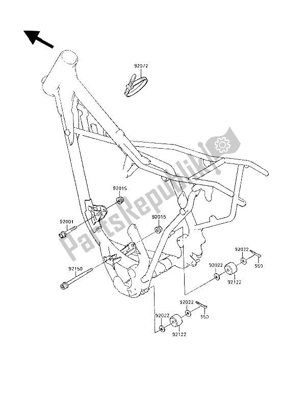 All parts for the Frame Fittings of the Kawasaki KX 80 1989