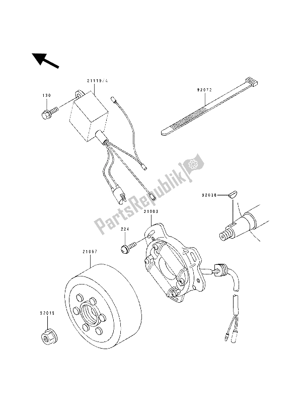 All parts for the Generator of the Kawasaki KX 60 1992