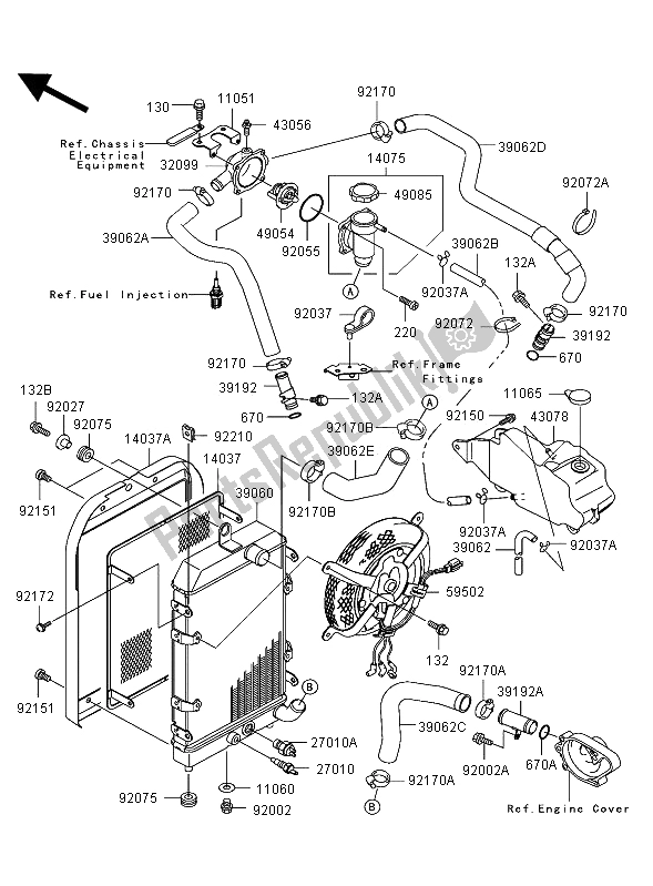 All parts for the Radiator of the Kawasaki VN 1500 Mean Streak 2002